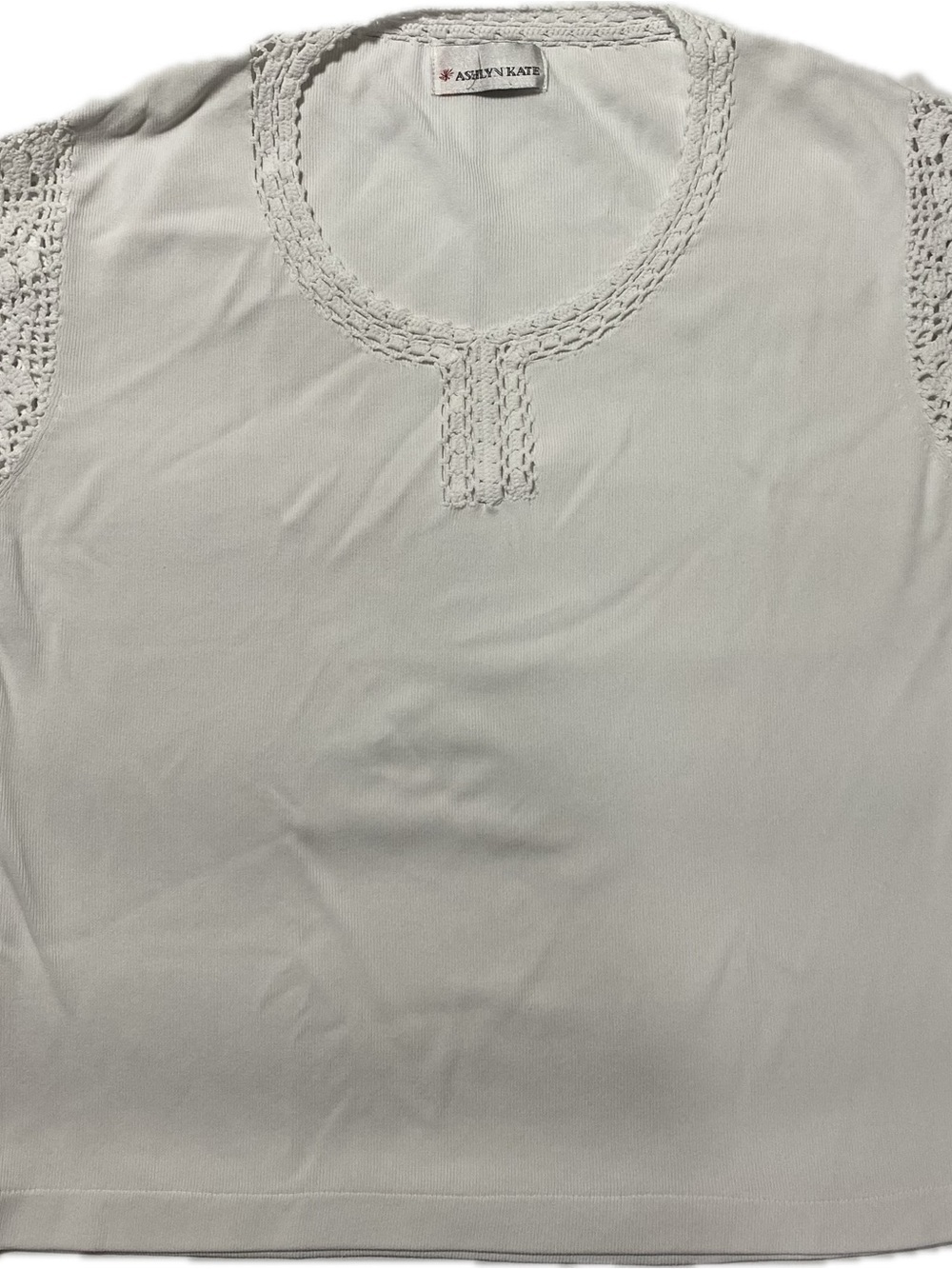 Ashley N. Kate Cream Crochet-Trim Tank Top